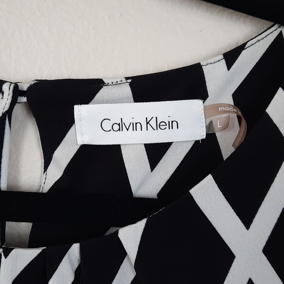 Black & White Satin Look  Calvin Klein  Shell sz L - Picture 2 of 5